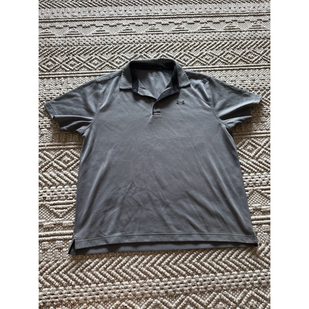 Under Armour Tech  Polo Shirt Mens XL Gray Golf Stretch Performance Short Sleeve